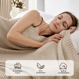 Joydeco Chunky Cable Knit Throw Blanket, Lightweight 100% Organic Cotton Soft Cozy Throw Twin Blanket for Couch Bed and Sofa, Rustic Breathable Farmhouse Blanket Gift for Women Men(Beige, 51"x63") Joydeco