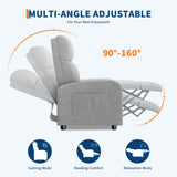 GarveeHome Linen Fabric Manual Recliner Chair, with Side Pocket, High Backrest, Thick Cushion, Adjustable Push Back Recliner,Lazy Lounge Chair for Living Room, Home Theater, Bedroom, Gray GarveeHome