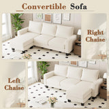 Homall Sofa for Living Room, Couch with Convertible Chaise, 3 Seat L-Shaped Sofas, Comfy Corduroy Couches for Apartment, Small Space, Cream Homall