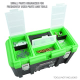 OEMTOOLS 22160 19" Toolbox with Removable Tray, Large Plastic Tool Box With Handle, Multiple Compartment Storage Case With Security Slot for Padlocks, 40 Lbs Maximum Weight OEMTOOLS