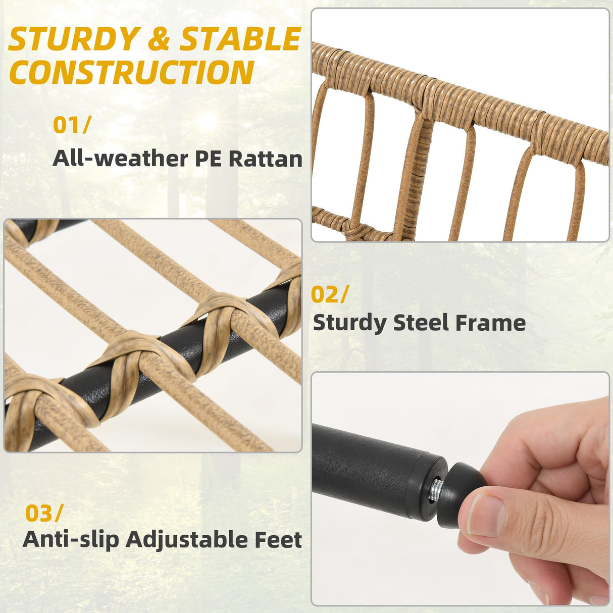 DWVO Patio Furniture Set, 4 Pieces Outdoor Patio Conversation Set, All-Weather PE Rattan Sectional L-Shaped Sofa with Soft Cushion and Side Table for Backyard, Porch, Boho Detachable Lounger (Beige) DWVO