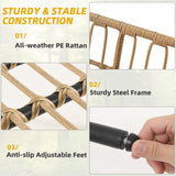 DWVO Patio Furniture Set, 4 Pieces Outdoor Patio Conversation Set, All-Weather PE Rattan Sectional L-Shaped Sofa with Soft Cushion and Side Table for Backyard, Porch, Boho Detachable Lounger (Beige) DWVO