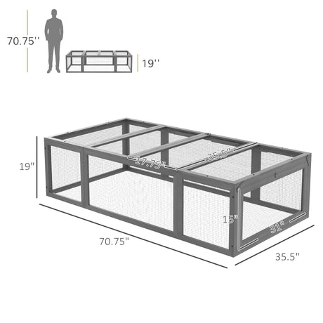PawHut Large Wooden Rabbit Hutch Bunny Hutch Small Animal Habitat Enclosure Outdoor Run and Lockable Doors, Gray PawHut
