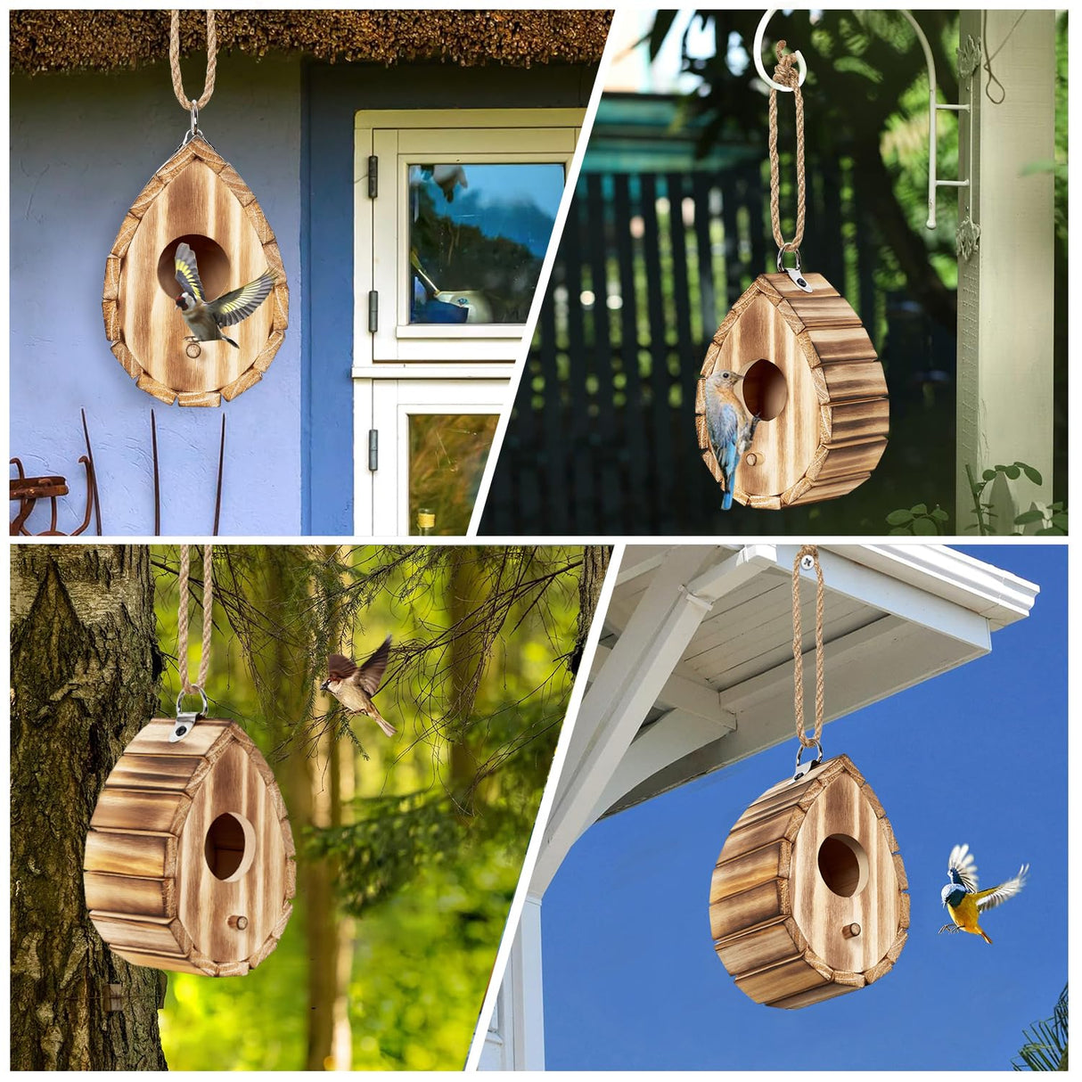CLACKIBUKVYZ Hummingbird House,Wooden Birdhouse for Outside,Hanging Small Bird Houses,Wild Bird Nesting Box Outdoor Hummingbird House for Bluebird,Hummingbird,Finch,Cardinals CLACKIBUKVYZ