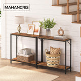 MAHANCRIS Console Table, 2-Tier Entrance Table, Behind Sofa Table, Industrial Style, Sturdy and Stable, for Living Room, Entryway, Foyer, Corridor, Office, Rustic Brown and Black CTHR27601 MAHANCRIS