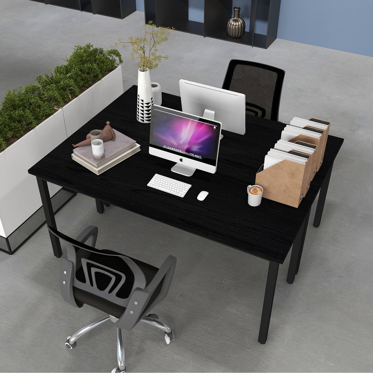 Bonzy Home Conference Tables 9ft Office Computer Desk for Meeting Room Study Writing Printer Podcast Table for 4-8 People Modern Black 2PCS 110.2"x23.6"x29.5" Bonzy Home