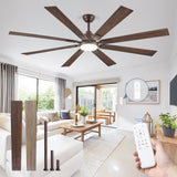ZMISHIBO 72 inch Oil Rubbed Bronze Ceiling Fans with Lights and Remote, Indoor/Outdoor Farmhouse Ceiling Fan for Living Room Patio, 6 Speed Reversible Quiet DC Motor, 3CCT, Dual Finish Blades ZMISHIBO