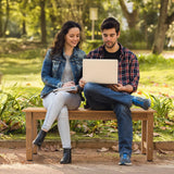 ONBRILL Outdoor Bench, 2-Person Poly Lumber Garden Bench, All-Weather Patio Bench Will not Rot and Fade for Garden, Porch, Backyard and Park, Easy Installation, Teak ONBRILL