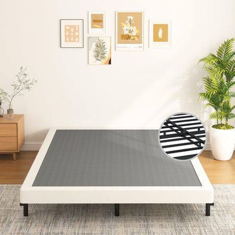 Vaciwe 6 Inch Box Spring King Size Bed Base, Heavy Duty Metal Frame Mattress Foundation with Easy Clean Cover, Noise Free,Easy Assembly Vaciwe