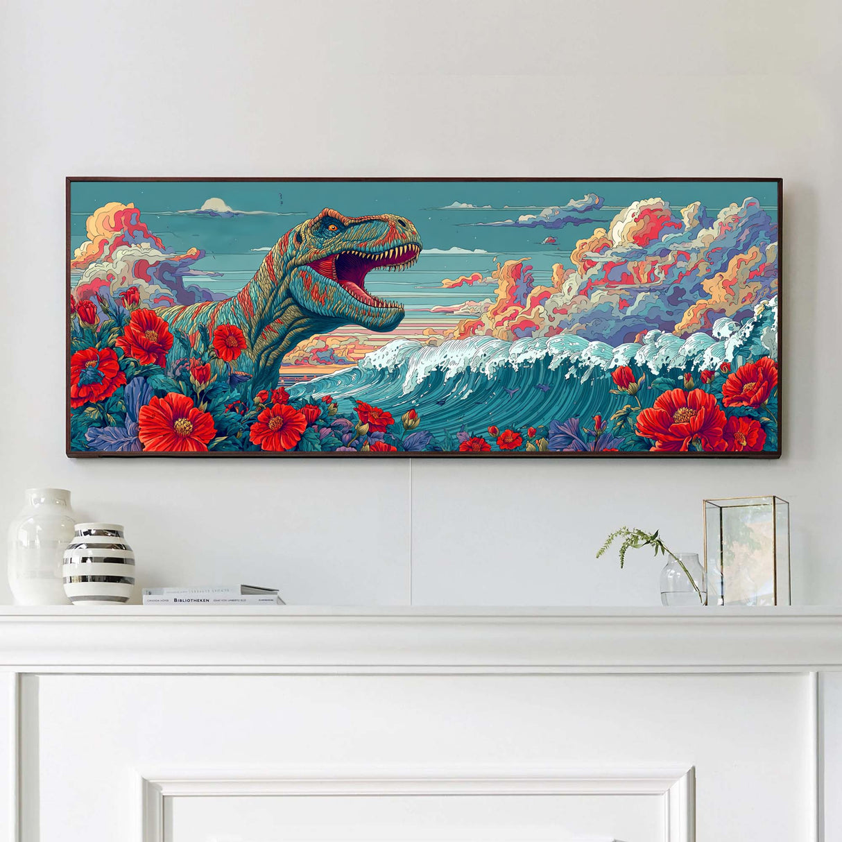 VAIIEYO 5D DIY Large Diamond Art Kits for Adults Dinosaur, Diamond Art Animal, Large Diamond Painting Kits Full Drill Round Rhinestone Craft Canvas for Home Wall Decor Gift 12x31 inch VAIIEYO