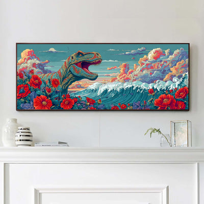 VAIIEYO 5D DIY Large Diamond Art Kits for Adults Dinosaur, Diamond Art Animal, Large Diamond Painting Kits Full Drill Round Rhinestone Craft Canvas for Home Wall Decor Gift 12x31 inch