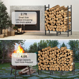 4ft Outdoor Indoor Firewood Rack Holder for Fireplace Wood Storage, Adjustable Stacker Stand, Heavy Duty Fire Logs Stand Stacker Holder for Fireplace Metal Lumber Storage Carrier Organizer NANANARDOSO