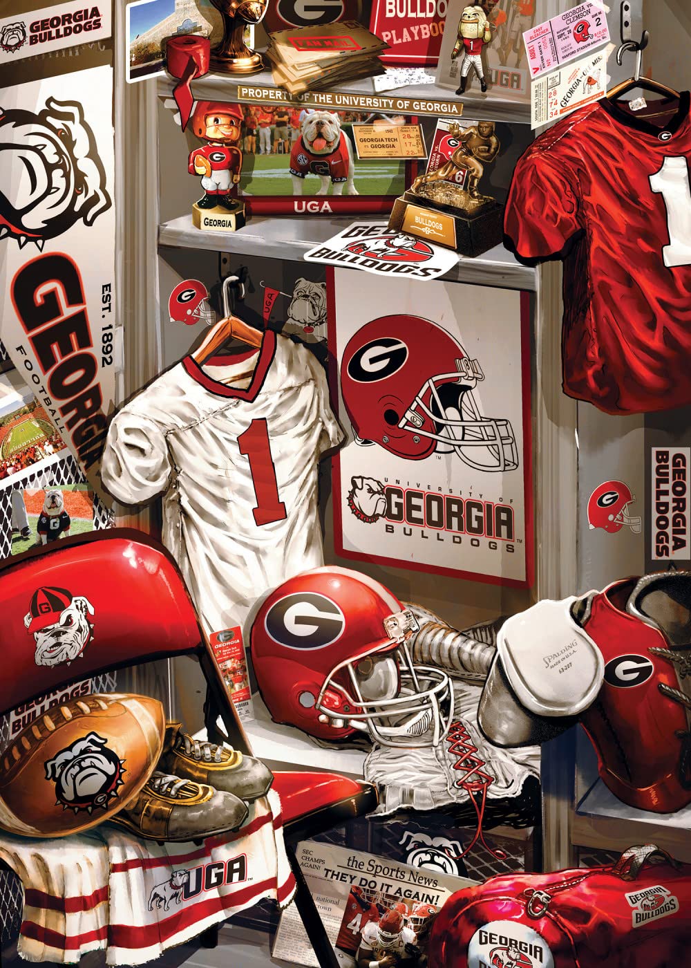 MasterPieces Game Day 500 Piece Jigsaw Puzzle for Adults - NCAA Georgia Bulldogs Locker Room - 15"x21" Masterpieces