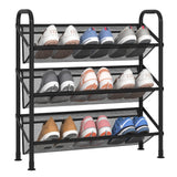 FKUO 3 Tier Shoe rack for closet Mesh fabric narrow Metal shoe racks, Small Shoe Storage Organizer Shelf for Entryway, Hallway, Dorm Room (Black, 3 Tier) FKUO