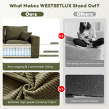 WESTSETLUX 108” Cloud Sectional Sofa Couch with High-Seat, Corduroy Modular Sofa with Oversized Chaise, High-Back Modern L-Shaped Couches for Living Room, No Assembly Required (Green) WESTSETLUX