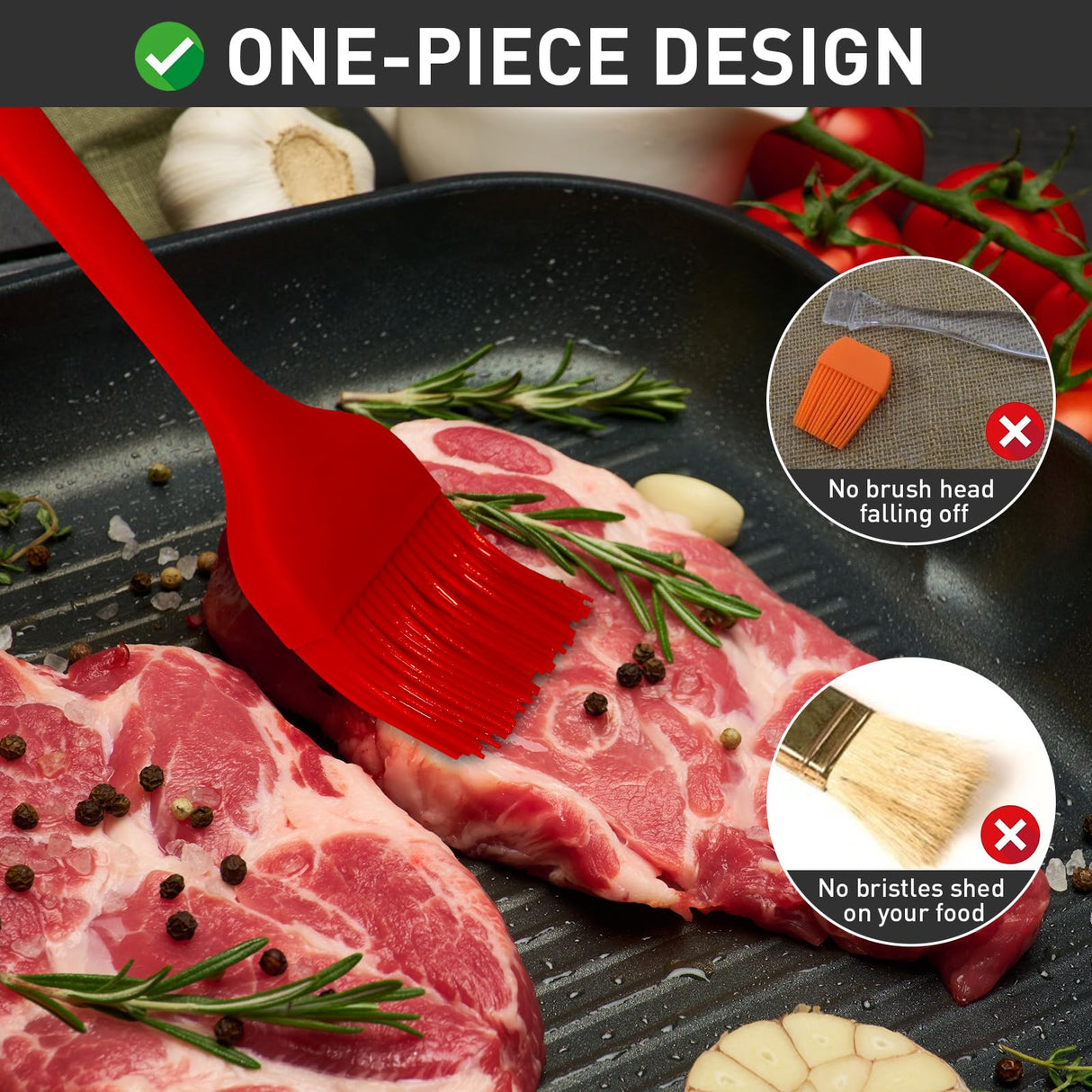 Begonia Silicone Basting Pastry Brush-2pcs Heat Resistant Cooking Brush for Oil, Sauce, Butter, BBQ, Grill and Marinade, BPA Free, Dishwasher Safe Begonia