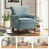 HULALA HOME Accent Chair with Wood Legs & Removable Cushion, Modern Wingback Armchair with Nailhead Trim, Comfy Upholstered Lounge Chair, Single Sofa Chairs for Living Room Bedroom, Blue HULALA HOME