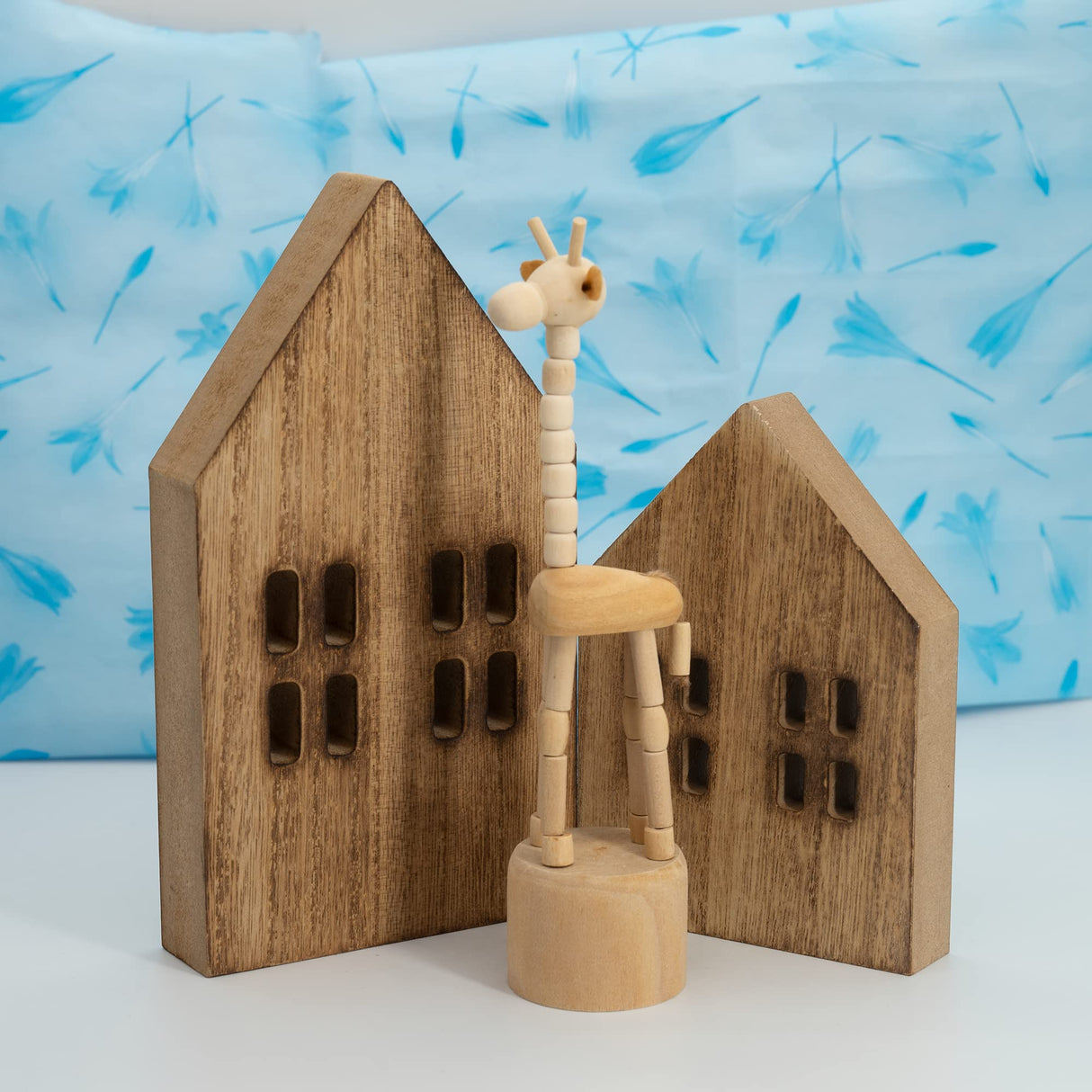 TFoRibbon House Shaped Wooden Sign Block Farmhouse Home Sign Tiered Tray Decor 2 Pack (Brown) Melostu