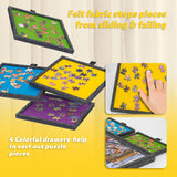 Tektalk Jigsaw Puzzle Table with Integrated Adjustable Stand/Bracket, 3-Tilting-Angle Puzzle Plateau with Cover & 4 Sorting Drawers, Super Lightweight Felt Puzzle Board, for Up to 1000 Pieces - Gray Tektalk