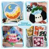 8 Pcs Embroidery Stitching Kit - Punch Needles, Cross Stitch Tools with 4 Colors Thread Mayboos