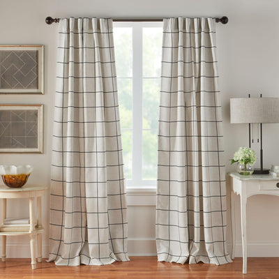 Elrene Home Fashions Brighton Windowpane Plaid Blackout Window Curtain, Living Room and Bedroom Drape with Rod Pocket Tabs, 52" x 95", 1 Panel, Black