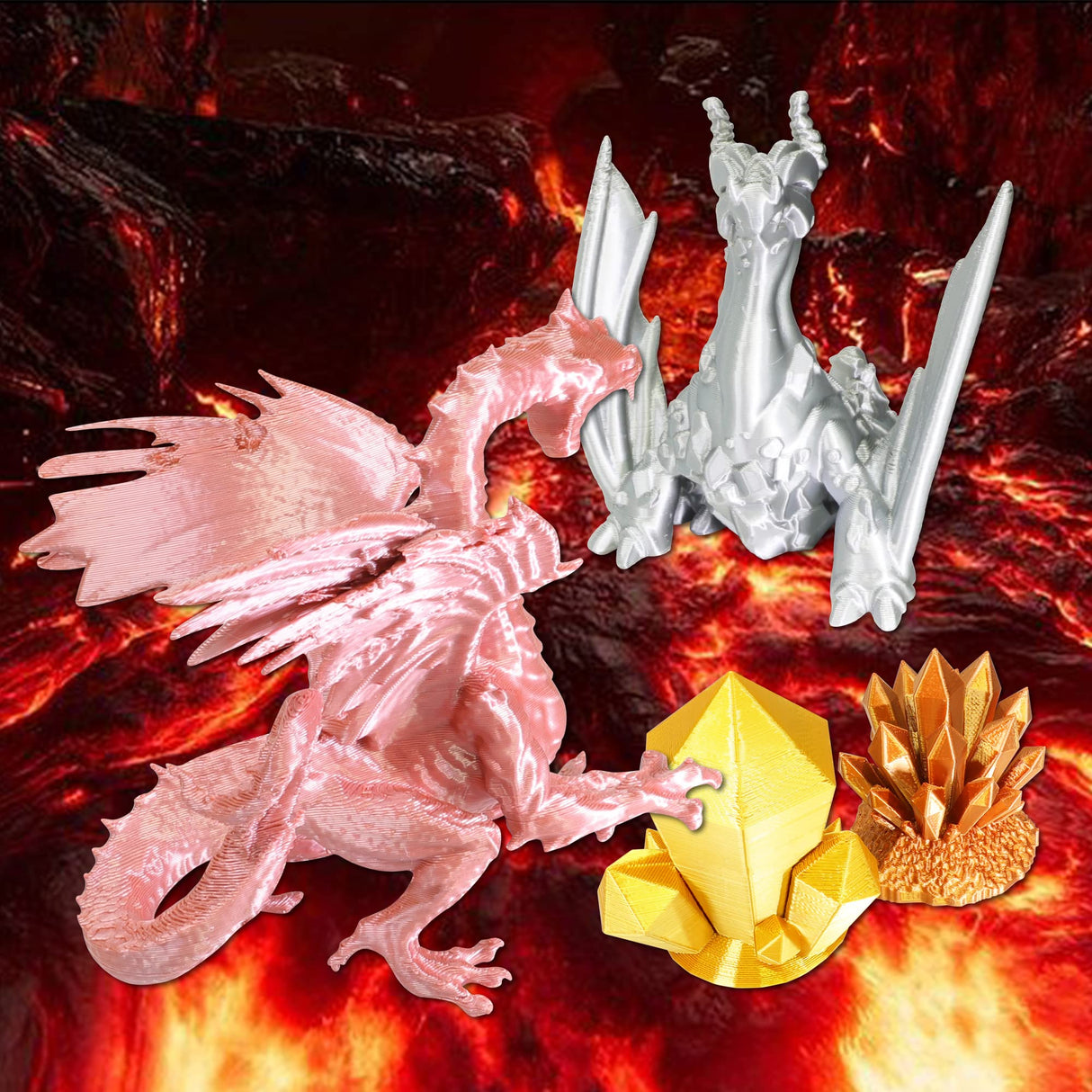 1.75mm 4 Spools Silk PLA 3D Printer Filament Bundle: Shiny Metallic Gold/Silver/Copper/Rose Gold, Each Spool 250g, Widely Fit for 3D Printer/Pen, Total 1Kg 3D Printing Filament Material Bblife