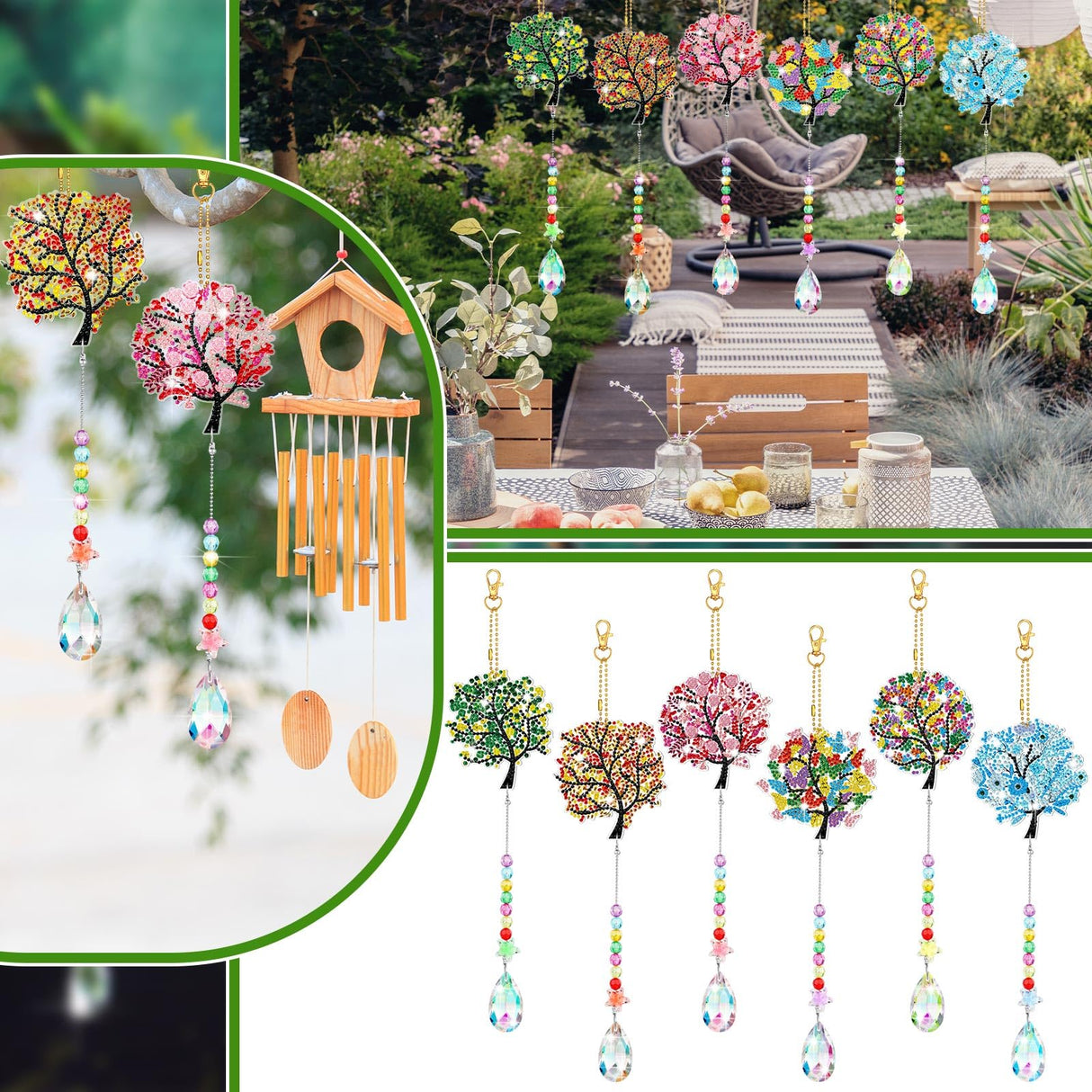 Burbell 6 Pcs Tree of Life Diamond Art Suncatchers Kits for Adults Double Sided Tree of Life Diamond Painting DIY Dream Catcher Kit Wall Decor Wind Chimes for Adults, 6 Styles Burbell