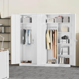 Greenvelly Metal Storage Cabinet with 2 Doors, White 72” Steel Storage Wardrobe Cabinet, Employees Locker Closet Clothing Coat Steel Wardrobe Cabinet with Hanging Rod for Garage, Gym, Home Office Greenvelly