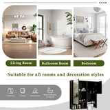 Virubi Modern Bathroom Medicine Cabinet, Bathroom Wall Storage Cabinet with Mirror, Over The Toilet Space Saver Cabinet with Towels Bar (Black) Virubi