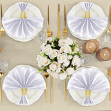 RUDONG M 100 Pcs White Satin Napkins and Napkin Rings Set, 17 x 17 Inch Square Cloth Napkins Set of 50, Silky Soft Table Napkins Bulk for Weddings, Banquet, Parties Dinner Decoration RUDONG M