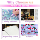 Noche Motorcycle Diamond Painting Kit for Adults, Diamond Art Racing Car, Full Drill Round Rhinestone Craft Canvas for Home Wall Decor 12x16 inch Noche