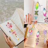 12 Pcs Diamond Painting Bookmarks,Butterflies Diamond Art Bookmarks with Crystal Pendant, Diamond Art Painting Kits for Beginners Adults DIY Art Craft Gifts Book Decors (Flowers) Bulerrylulu