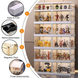 liowdce 6-Tier Curio Cabinet with Door, 67" High Display Cabinet, Foldable Curio Display Cabinet&Display Case for Collectibles, Toys, Books, for Playroom, Bedroom, Study Room liowdce