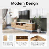 Merax Wood TV Stand Entertainment Center with Storage Cabinets & Open Shelves, Modern TV Console Table for TVs Up to 80” for Living Room Bedroom (Natural) Merax