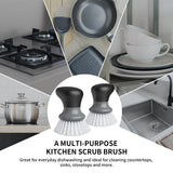 MR.SIGA Dish Scrub Brush, Palm Brush Dish Scrubber with Ergonomic Grip, Kitchen Brushes for Dishes, Gray, Pack of 2 MR.SIGA