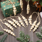 Loetere 24 Pcs Christmas Ornaments Farmhouse Wood Bead Ornament for Tree with Blessing Word Rustic Christmas Hanging Decorations Natural Wooden Beads for Xmas Tree Wall Tiered Tray (Boho) Loetere