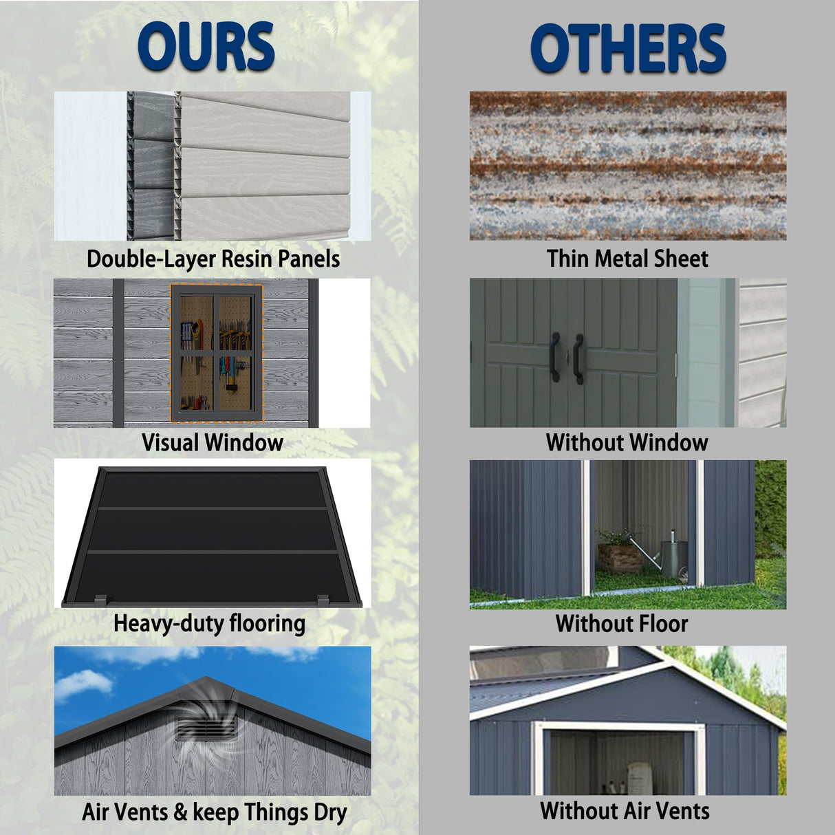 10x8 FT Resin Outdoor Storage Shed with Floor, Weather-Resistant Plastic Garden Shed with Windows, Lockable Door and Vents, Outside Tool Storage Sheds for Backyard, Garden, Lawn, Wood Grain Pipleo