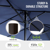 Sophia & William 7 Pieces Patio Dining Set with 13ft Navy Patio Umbrella, Outdoor Dining Set for 6 People, 60” Metal Patio Table and Rattan Chairs, Outdoor Patio Furniture with Seat Cushion Sophia & William