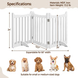Yaheetech 24" H Freestanding Pet Gate for Dogs Wooden Dog Gates for Hallway, Doorway Collapsible Indoor Pet Fence with Support Feet Stair Barrier 3 Panels Fence White Yaheetech