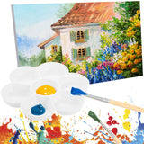 ZENFUN 15 Pack Paint Tray Palettes with 7 Wells, White Plastic Paint Mixing Tray Watercolor Painting Dish for Oil Art, Gouache, Kids Adults Painters, Easy to Clean ZENFUN