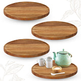 Kigley 4 Pcs Acacia Wood Lazy Susan Organizers Lazy Susan Turntable for Cabinet Non Skid Kitchen Tray for Counter Pantry Spice Salt Pepper Olive Oil Table Organization and Storage (10 Inch) Kigley