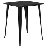 EMMA + OLIVER Commercial Grade 31.5" Square Black Metal Indoor-Outdoor Bar Height Table EMMA + OLIVER