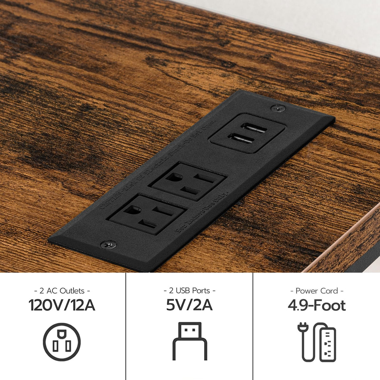 HOOBRO 70.9 Inches Console Table with 2 Power Outlets and 2 USB Ports, Extra Long Entryway Table with Charging Station, Narrow Sofa Table Behind Couch, Hallway, Living Room, Rustic Brown BF1801XG01G2 HOOBRO