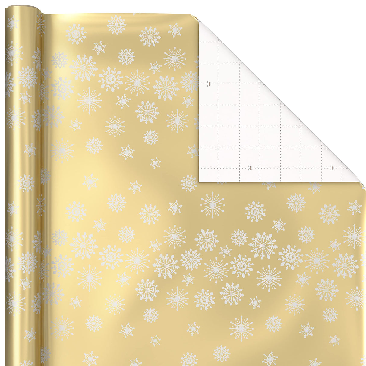 Hallmark Foil Wrapping Paper with Cut Lines on Reverse (3 Rolls: 60 Sq. Ft. Ttl) Rose Gold, Silver Trees, Gold Snowflakes for Winter Weddings, Graduations, Valentine's Day Hallmark