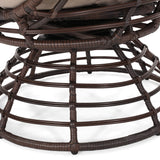 Christopher Knight Home Frances Outdoor Wicker Swivel Egg Chair with Cushion, Dark Brown, Beige Christopher Knight Home