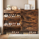 Maupvit Shoe Cabinet with 2 Flip Drawers,Hidden Shoe Storage Cabinet with 1 Pull Drawer for Entryway,Narrow Shoe Rack,Freestanding Slim Shoe Organizer Cabinet for Hallway,Brown Maupvit