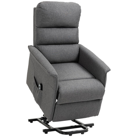 HOMCOM Power Lift Recliner Chair for Elderly, Easy Assembly, Fabric Lift Chair for Adults, Recliner Sofa with Remote Control, Side Pockets for Living Room, Gray HOMCOM