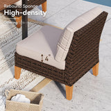 GREEN PARTY 7 Pieces Wicker Patio Furniture Set, All-Weather Outdoor Rattan Patio Sectional Sofa Conversation Set 7 Seats with 4" Thick Cushions for Garden, Backyard, 2 x Ottomans GREEN PARTY