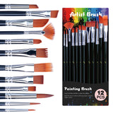 Acrylic Paint Set with 12 Art Brushes, 36 Colors (2 oz/Bottle) Acrylic Paint for Painting Canvas, Wood, Ceramic and Fabric, Paint Set for Beginners, Students and Professional Artist, Rich Pigments TMOL