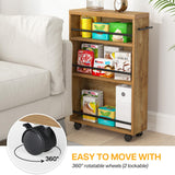 Tribesigns Slim Storage Cart, Rolling Narrow Kitchen Cart on Wheels for Small Place, 4-Tier Slide Out Slim Utility Cart Skinny Laundry Cart with Handle for Kitchen, Bathroom, Laundry (Farmhouse) Tribesigns